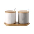 thumbnail image 1 of European Style Sugar Bowl With Lid, Ceramic Sugar Pot, Non-slip Coffee Accessories, Solid Color Sugar Pourer, Kitchen Storage-White Grey-300ml, 1 of 9