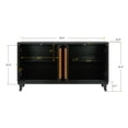 thumbnail image 4 of Sideboard Cabinet, Buffet Cabinet with Storage and 4 Rattan Doors, Built-in Adjustable Shelves, Rattan Storage Cabinet Cupboard Console Table for Living Room, Kitchen, Hallway, Entryway, Dark Grey, 4 of 8