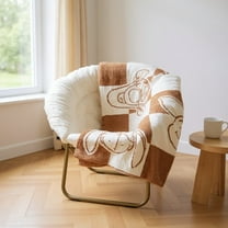 Winnie The Pooh Oversized Throw Blanket, Soft Feather Knit, All Ages, Tan & White, Disney, 50" x 70"