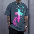 thumbnail image 3 of Ankishi Christian Shirts for Men Crewneck Cross Casual Graphic Tees Loose Fit Basic Tops Short Sleeve Everyday Wear, 3 of 7