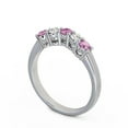 thumbnail image 2 of 0.45 Ct Round Shape Genuine Diamond Pink Sapphire Half Eternity Band for Anniversary 14K White Gold Size 11.5, 2 of 7