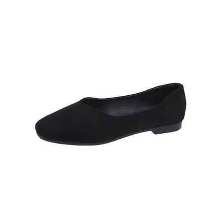 

Rotosw Women Loafers Slip On Flats Non-slip Flat Shoes Faux Suede Comfort Casual Shoe Party Fashion Black 7
