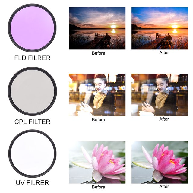 Filtro de lente UV, 3 piezas Filtros UV FLD de 67 mm Filtros de cámara Características de vanguardia