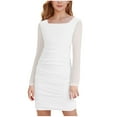 thumbnail image 2 of Tranfacy Robe d'Été pour Filles, Enfants, Manches Longues, Couleur Unie, Col Rond, Robe Décontractée Trapèze pour Préados, 2 of 6