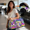 thumbnail image 2 of Garronmavis Quilted Large Duffle Bag for Women, Lightweight Carry On Bag Weekender Overnight Bag Gym Travel Bag with Luggage Sleeve Colorful Hippie Floral, 2 of 7