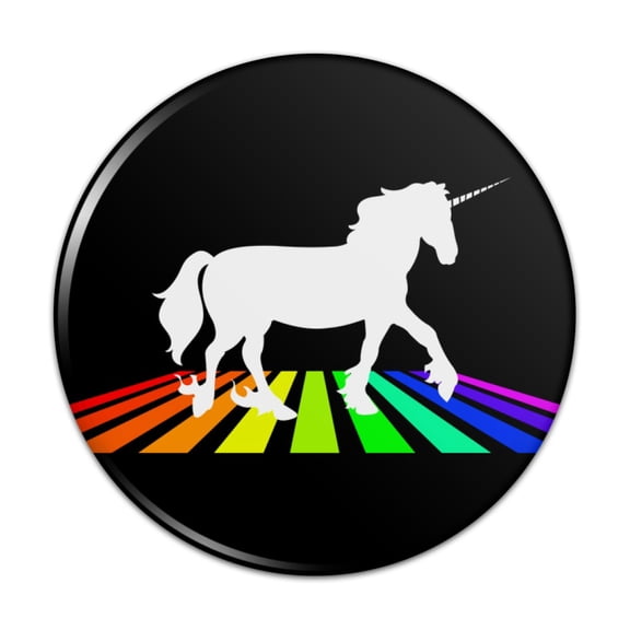 Unicorn Crossing Rainbow Pinback Button Pin Badge - 1" Diameter