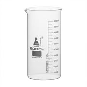 Beaker, 2000ml - Tall Form with Spout - White, 100ml Graduations - Borosilicate 3.3 Glass - Eisco Labs