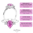 thumbnail image 4 of PEORA 14K White Gold Pear Shape Created Pink Sapphire and Lab Grown Diamond 3 Stone Trellis Ring, 2 Carats total, Size 6.5, 4 of 5