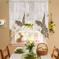 thumbnail image 2 of Easter Swag Valance Curtains Brown Rabbits Beige Easter Eggs Flowers Farmhouse Rod Pocket Swag Curtains Small Window Treatments for Kitchen Bathroom Bedroom 36" W x 36" L, 2 Panels, 2 of 9
