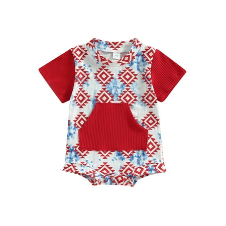 

Qtinghua Newborn Baby Boys Girls 4th of July Summer Clothes Short Sleeve Romper Jumpsuit Bodysuit