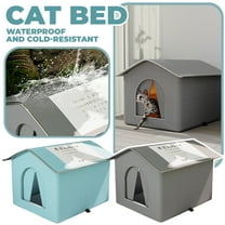 Waterproof Outdoor Cat Shelter for Strays - Insulated Winter Cat House with Warm Aluminum Foil Lining, Enclosed Tent Design for All Seasons Chew Resistant Easy Assembly, Warm and Cozy Pet Home