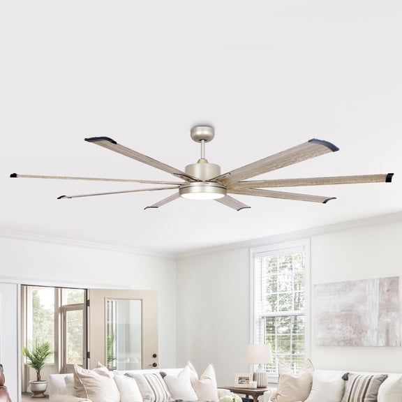 Parrot Uncle 72" Modern Brushed Nickel LED LVLS Ceiling Fan with Light and Remote Control, Windmill Large Ceiling Fan