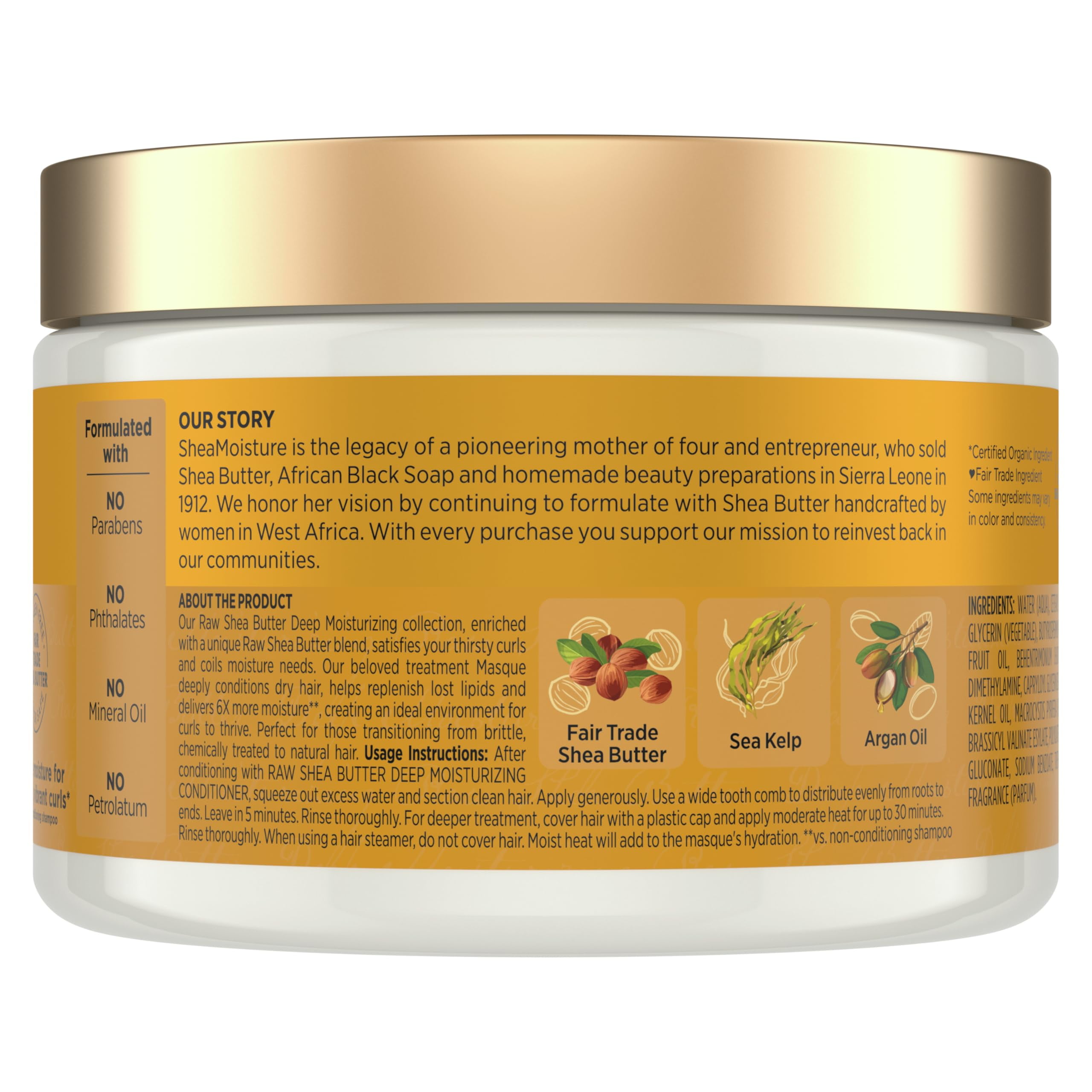 SheaMoisture Raw Shea Butter Deep Moisturizing Hair Masque for Curly Hair Raw Shea Butter Deep Conditioner to Moisturize and Renew Hair 11.5 oz