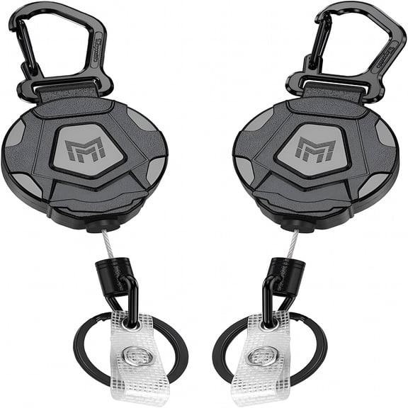 ZHZFKQ 2-Pack Retractable Keychain,Heavy Duty Carabiner Badge Holder,Tactical ID Badge Reel Key Chain with 31.5” Steel Retractable Cord,8.0 oz