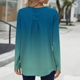 thumbnail image 4 of Fall Fashion Must Haves Ladies Long Sleeve Shirts Casual Button Crew Neck Tops Pleated Blouse Top Blouse Gradient Color Tops for Women, 4 of 6