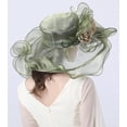 thumbnail image 4 of Women Oganza Sun Hat Church Wide Brim Wedding Formal Fascinator Hat, 4 of 6
