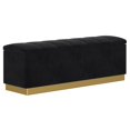 thumbnail image 2 of Contemporary Velvet & Faux Leather Storage Ottoman Blue, 2 of 5