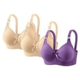 thumbnail image 2 of Fatuov Women's Comfort Bras Plus Size Seamless Breathable All Day Bras for Casual Full Coverage Push Up T-Shirt Bras No Underwire, 3-Pack, Purple, 48B, 2 of 5