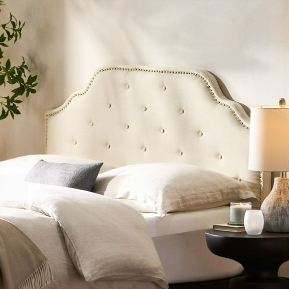 Tufted Upholstered Queen Headboard with Durable Metal Legs|Modern Design