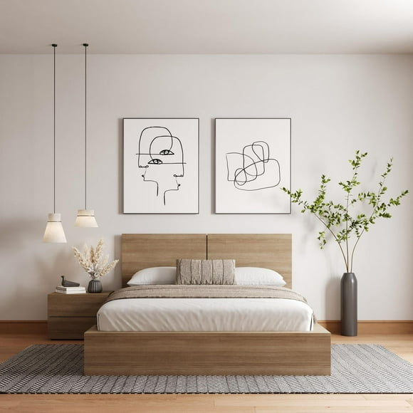 Nexera James 3 Piece Bedroom Set, Brown Oak