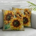 thumbnail image 3 of JRXY  Sunflower Decorative Throw Pillow Covers Plant Pillow Covers Square Pillow Cases Summer Flower Outdoor Sofa Couch Home Bed Decor Cushion Covers  White, 3 of 5