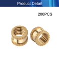 thumbnail image 4 of HUGFEGWE M6x6mm Female Thread Knurled Nuts,200PCS Hx8mm OD Brass Threaded Insert Embedment Nuts Hydraulic Welded Joint Injection Molding Assortment Kit for 3D Printing Injection Molding CJB91-24991, 4 of 9
