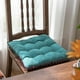 thumbnail image 2 of Nvzi Cojín para silla cuadrado suave con diseño geométrico y lazos con pompones degradados, para jardín, patio, hogar, cocina, oficina (azul, 16 x 16 pulgadas), 2 of 5
