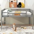 thumbnail image 2 of Loft Bed with Ladder, Ladder Can be Placed on the Left or Right, Wooden Loft Beds Frame with Safety Guaranteed, Wood Low Loft Beds with Ladder(Gray, Full), 2 of 9