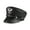 Black, variant on German Cap Man Genuine Leather Flat Top Hat Korean Fashion Mark Chain Punk Locomotive Casquette Male