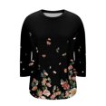 thumbnail image 5 of Sewkxo Womens Plus Size Tops Loose Fit 3/4 Length Shirt Crewneck Print Blouse 2026 Summer Fashion Clothes,Multicolor 4XL, 5 of 6