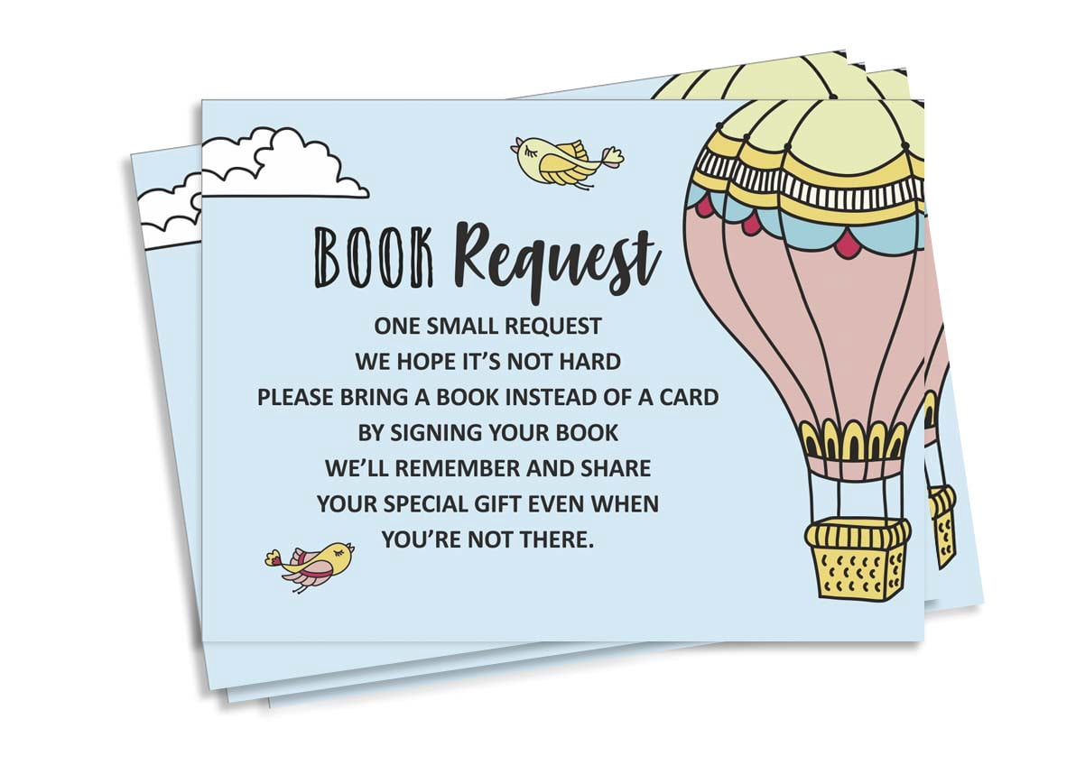 Inkdotpot 30 Books For Baby Shower Request Cards Bring A Book Instead Of A Card Gender Neutral Up Up & Away Baby On The WayBaby Shower Invitations Inserts Games