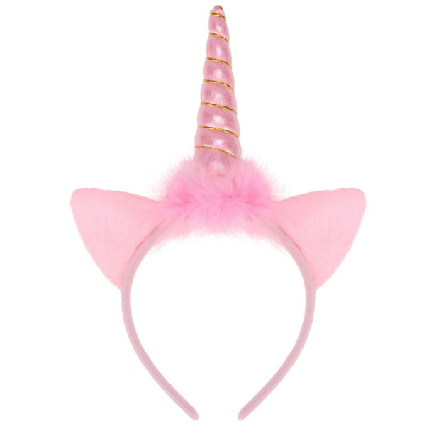 KAKOWELY diadema de unicornio de dibujos animados con orejas de gato, diadema brillante para niñas.