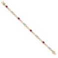 thumbnail image 3 of Gem Stone King 18K Yellow Gold Plated Silver Pink Tourmaline and Lab Grown Diamond Bracelet for Women | 3.91 Cttw | Gemstone October Birthstone | Oval 6X4MM | Length 7.25 inches, 3 of 6