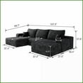thumbnail image 7 of 107" Modern Minimalist Plush Corduroy Sectional Sofa with Ottoman | No Assembly | Living Room | Square Arms | Foam | Cushion Back, 7 of 7