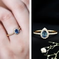 thumbnail image 3 of Rosec Jewels Natural Blue Sapphire Pear Shaped Engagement Ring with Halo - Blue Sapphire and Diamond Ring - 0.5 Ct - AAA Grade, 18K Yellow Gold, US 3.00, 3 of 8