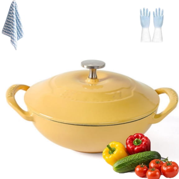 1.5-Quart Cast Iron Dutch Oven with Lid – Enameled Non-Stick Round Dutch Oven Pan, Compatible with All Stoves (Oven Safe up to 500°F) – Ideal Kitchen Cookware