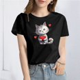 thumbnail image 2 of TSADFHJI Ladies Tops for Fall Boho Cat Print T Shirt M Dark Gray, 2 of 5
