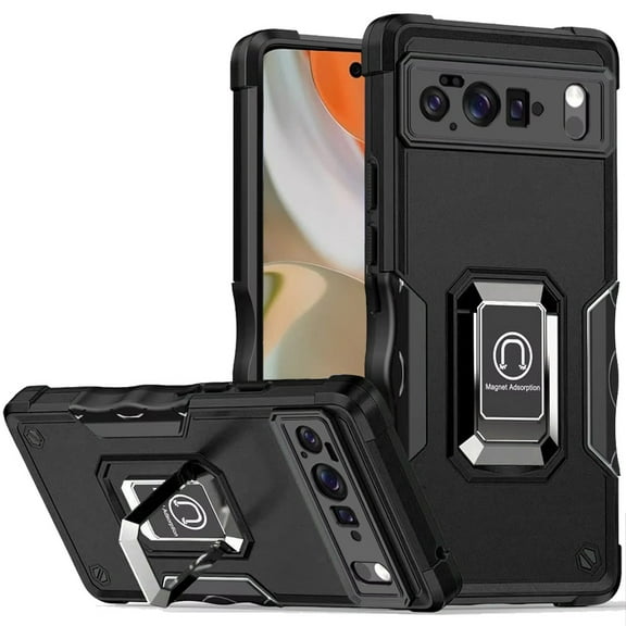 For Google Pixel 10 Pro XL OPTIMUM Magnetic Ring Stand Hybrid Case Cover - Black