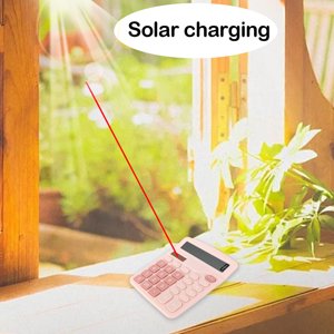 Pstuiky Calculators pour l'école, calculatrice 12 Clés True Solar Sun Power Convient pour les finances Supermarché Bureau de comptabilité peut tenir Batteries Calculatrices Bureau Calculatrice Scientifique Liquidation