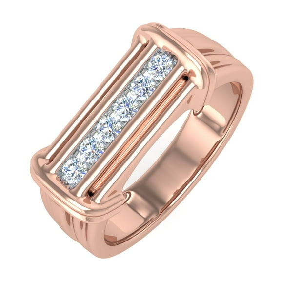 1/4 Carat (ctw) Nick Set 6-Stone MensDiamond Wedding Band Ring in 14K Rose Gold (Ring Size 11) (I1-I2 Clarity)