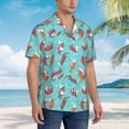 thumbnail image 3 of Honeii Sea Otters Family In Blue Water Print Men’s Hawaiian Shirt,Classic Button-Down Short Sleeve Shirt, for Beach, Vacation, and Outdoor Activities,Medium, 3 of 7