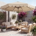 thumbnail image 2 of Costway 10 FT Patio Umbrella with Crank Tilt Adjustment Ruffles Vented Top 8 Ribs Beige, 2 of 10