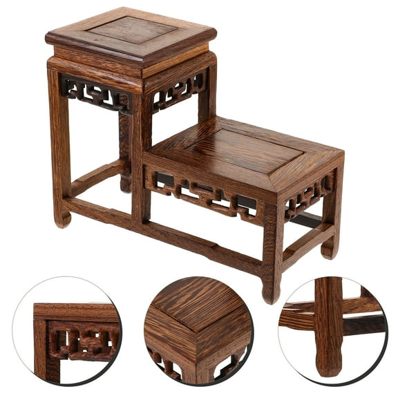 FOLOYORI Vintage Wooden Riser Wood Display Pedestal Square 1Pcs 7.47X5.70X3.34in