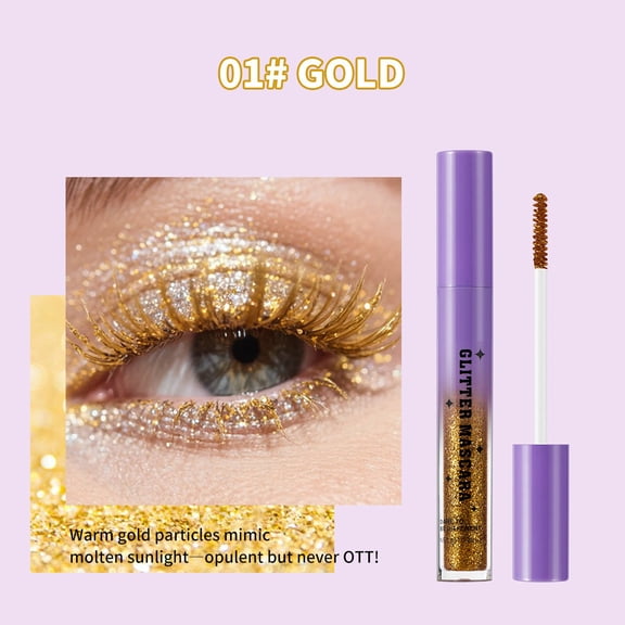 Glitter Mascara, Shiny Sparkle With Long Lasting Sparkle Diamond, Waterproof Mascara, Mascara Volume and Length, Color Glitter Makeup Party Stage Use