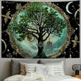 thumbnail image 2 of Creowell Tree Tapestry Hippie Sun and Moon Phase Galaxy Star Tapestries Wall Hanging Green Teal Art Nature Aesthetic Tapestry for Bedroom Dorm Living Room  Painting, 2 of 6