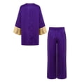thumbnail image 4 of Miutii Kids Boys 2 Piece Worship Praise Dance Outfit Long Sleeve Metallic Pullover Top with Liturgical Pants Set Purple 14, 4 of 7