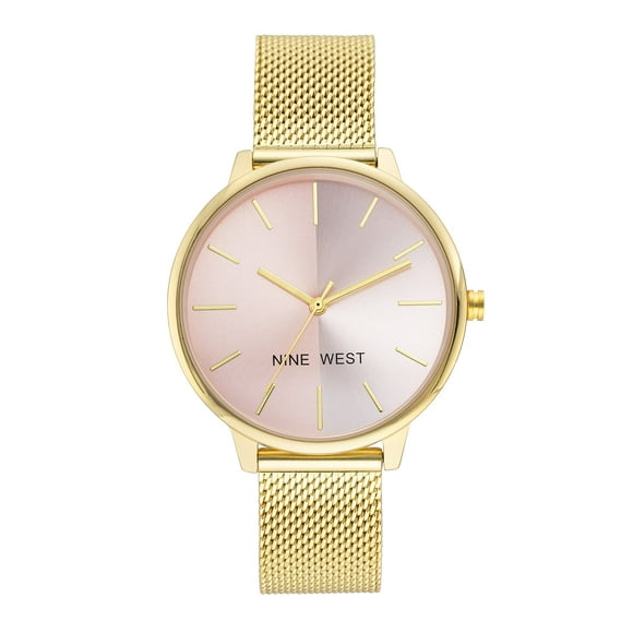 Nine West Reloj De Pulsera De Malla Con Esfera Sunray Nw/1981 Para Mujer Dorado/Rosa Nw/1980Pkgb