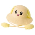 thumbnail image 3 of Sombrero de paja con orejas de moda con orejas que se mueven y saltan, gorras de pescador de protección para Amarillo, 3 of 9
