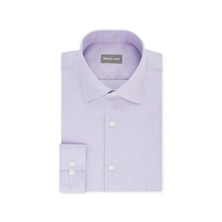 MICHAEL KORS Mens Purple Point Collar Classic Fit Stretch Dress Shirt L 16.5- 34/35