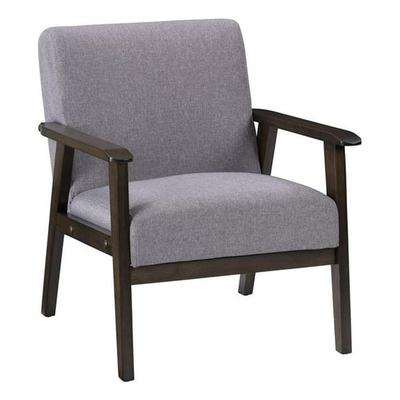 Pemberly Row Light Gray Fabric Upholstered Solid Wood Frame Armchair